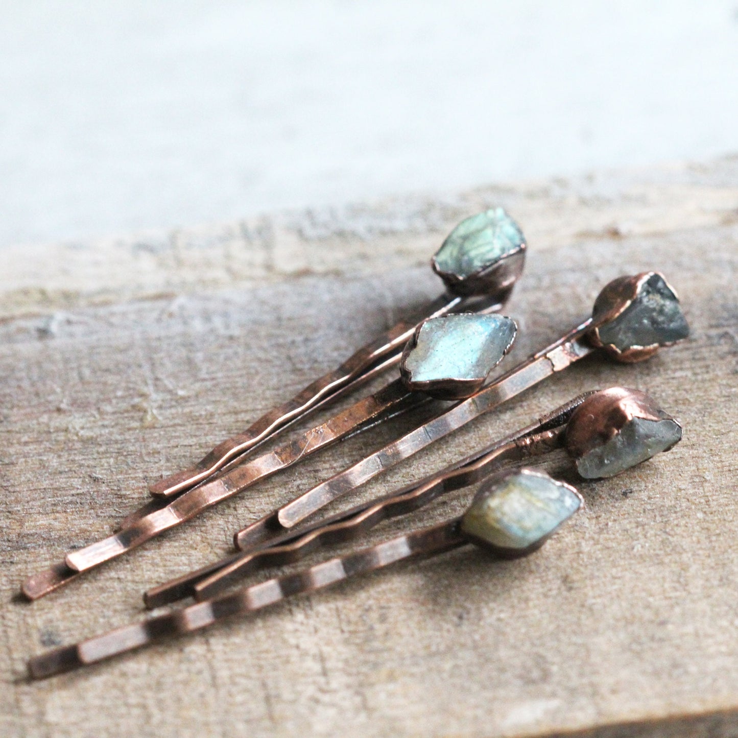 Labradorite Bobby Pin - Raw Stone Hair Pin - Wedding Hair Pin