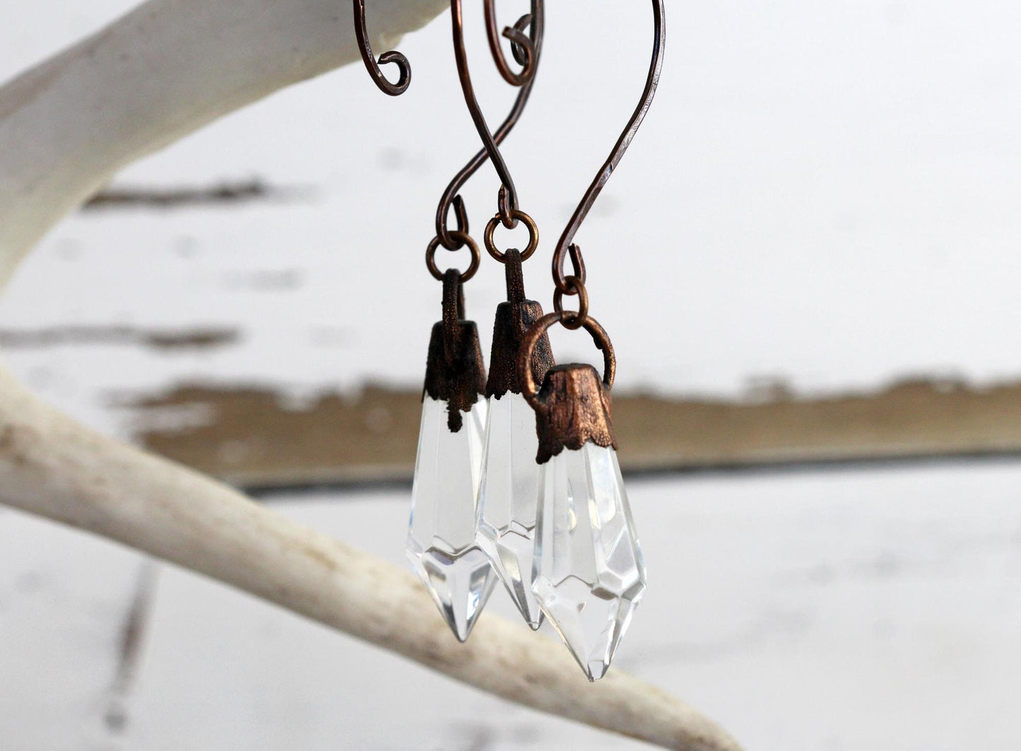 Glass Christmas Ornament - Holiday Decor - Chandelier Ornament - Copper Tree Ornament