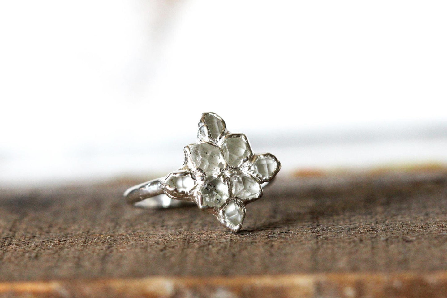 Herkimer Diamond Cluster Ring - Gift for Her - April Birthstone