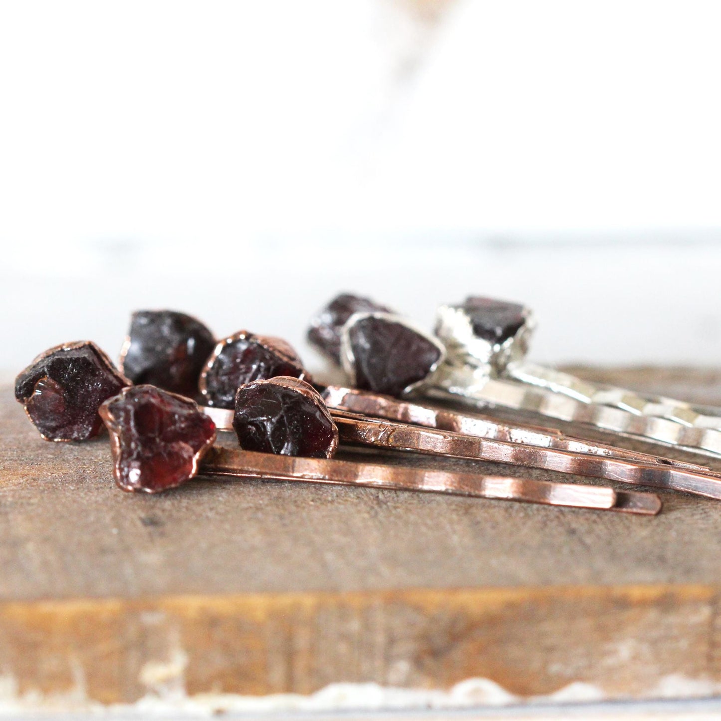 Garnet Bobby Pin - Raw Crystal Hair Accessory - Stone Hair Jewelry - January Birthstone