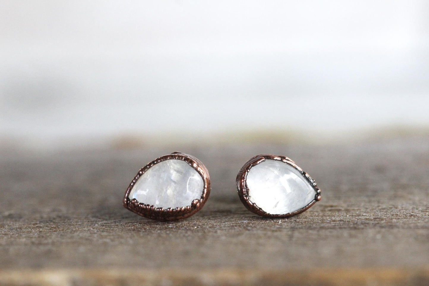 Moonstone Earrings - Stone Studs - Sterling Silver Earrings - Bridal Jewelry