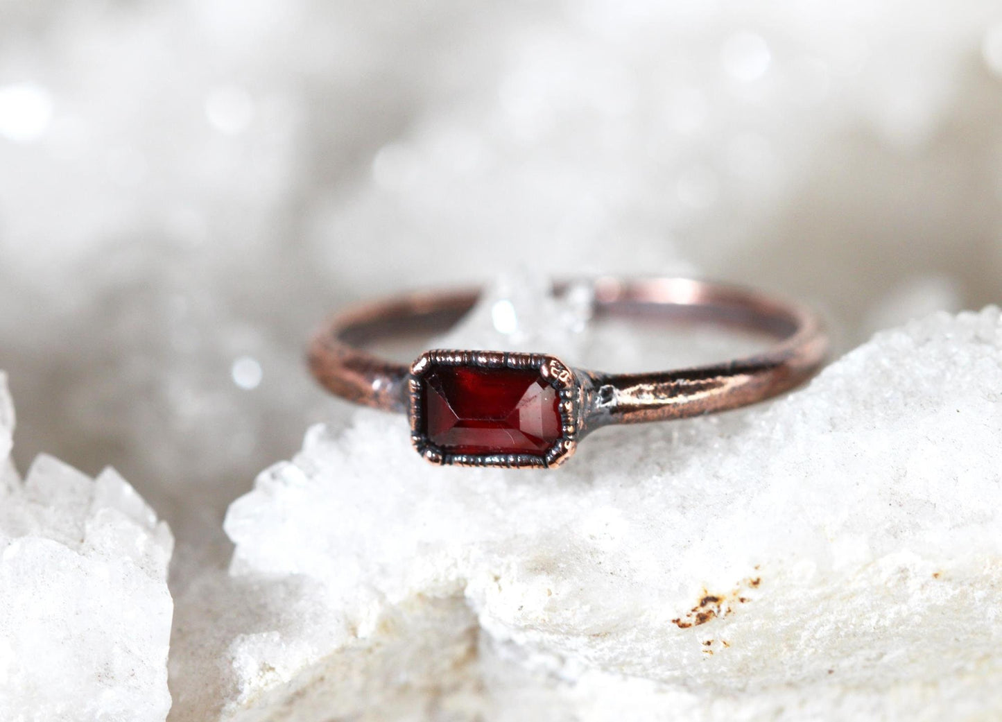 Faceted Garnet Ring - January Birthstone - Yellow Gold and Garnet