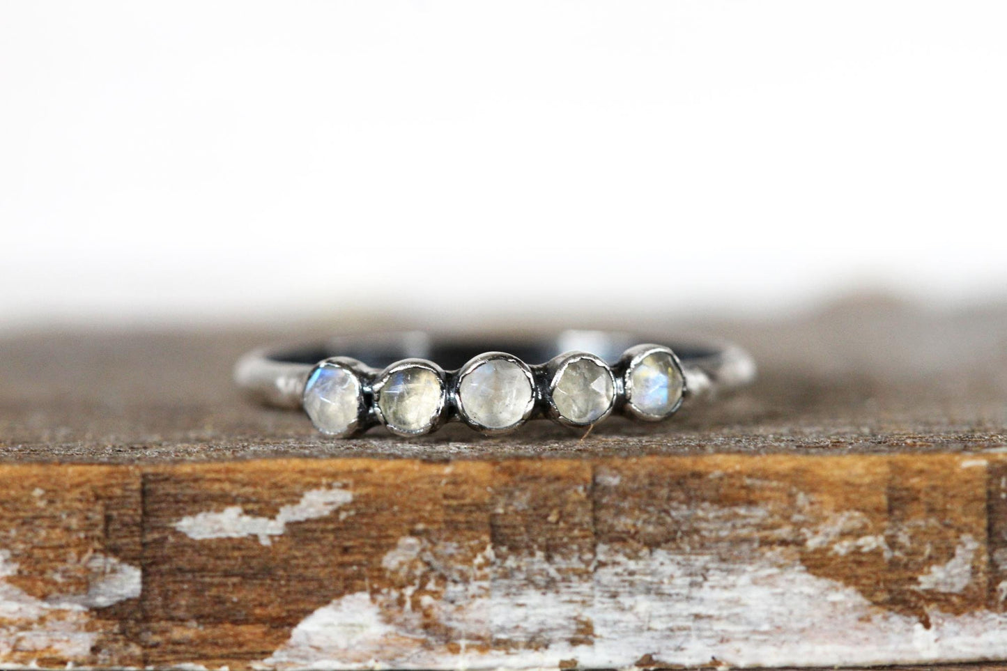 Moonstone Ring - June Birthstone Jewelry - Rainbow Moonstone