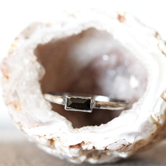 Black Onyx Ring - Stone Baguette - Copper or Silver