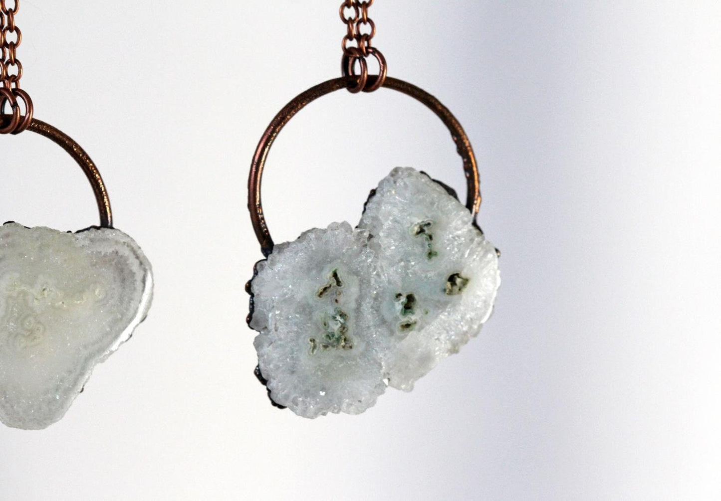 Solar Quartz Necklace - Stalacite Pendant - Stone Slice - Electroformed Jewelry