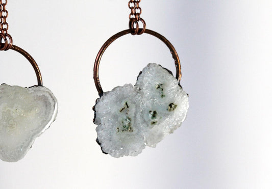 Solar Quartz Necklace - Stalacite Pendant - Stone Slice - Electroformed Jewelry