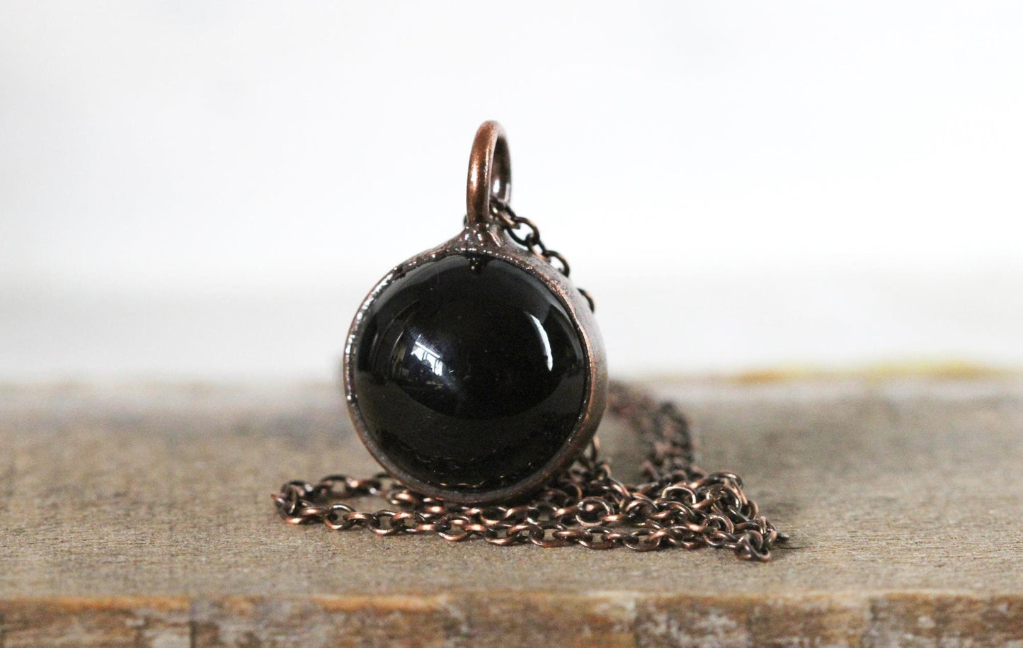 Black Obsidian Sphere Necklace - Crystal Ball Pendant - Crystal Orb