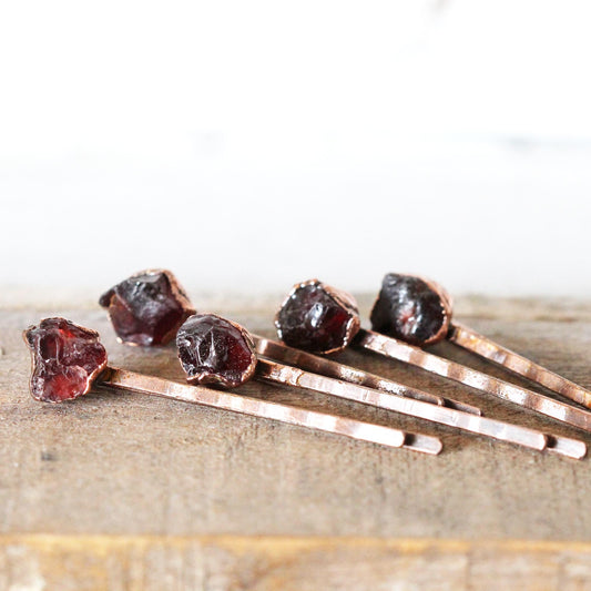 Garnet Bobby Pin - Raw Crystal Hair Accessory - Stone Hair Jewelry - January Birthstone