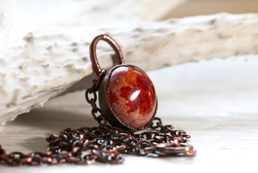 Opal Necklace - Birthstone Necklace - Mexican Opal Pendant - Electroformed Jewelry