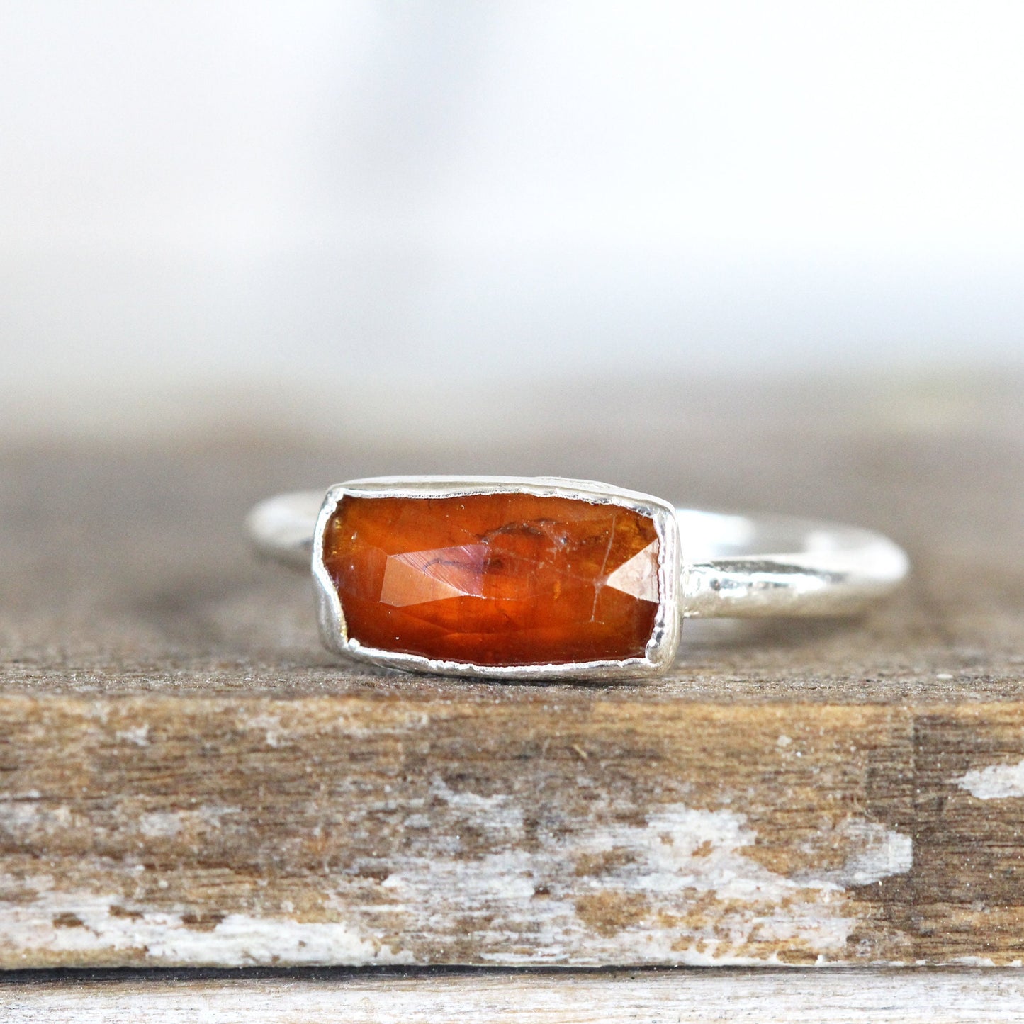 Orange Garnet Ring - Spessartite Ring - January Birthstone Jewelry