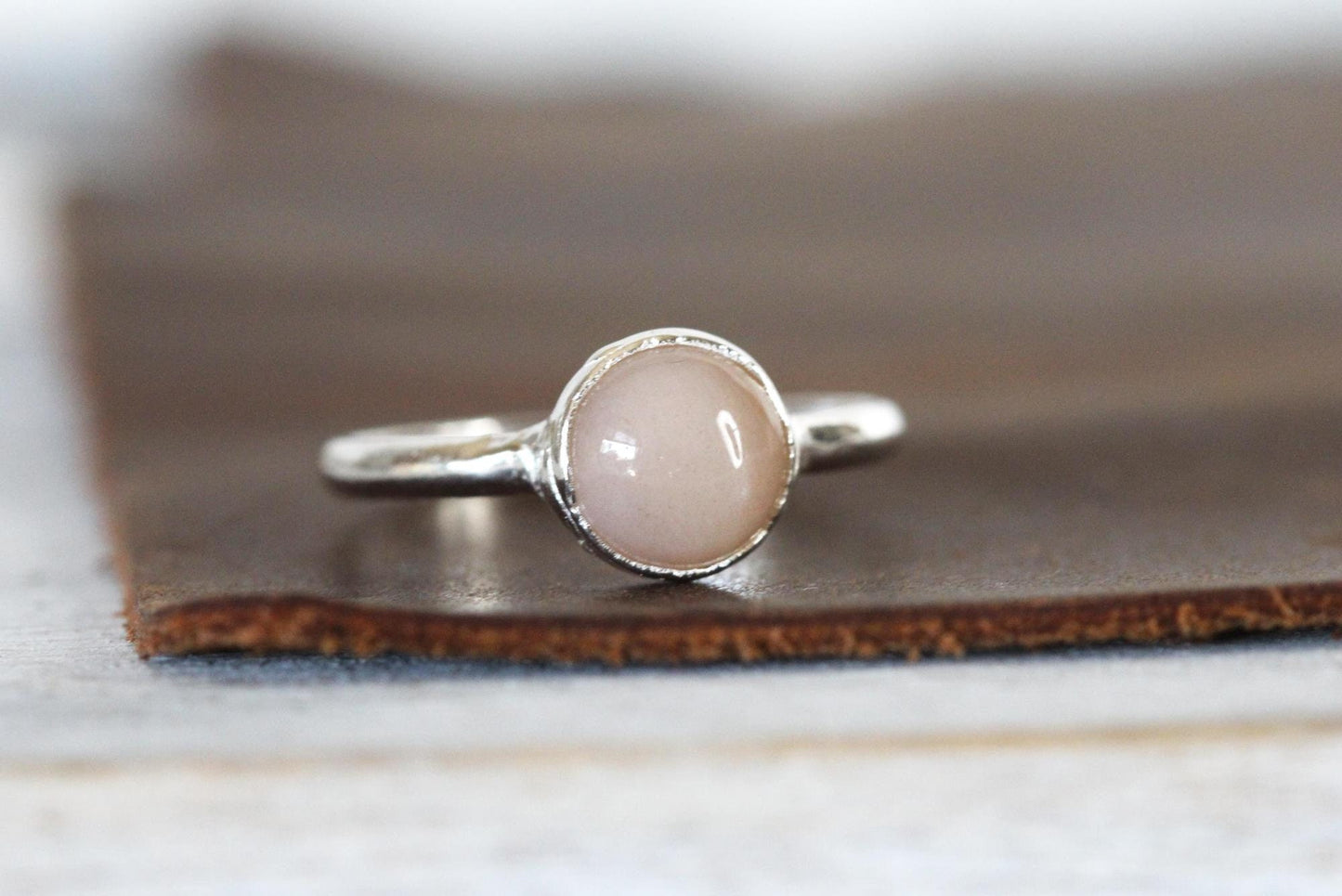 Peach Moonstone Ring - Moonstone Jewelry - June Birthstone