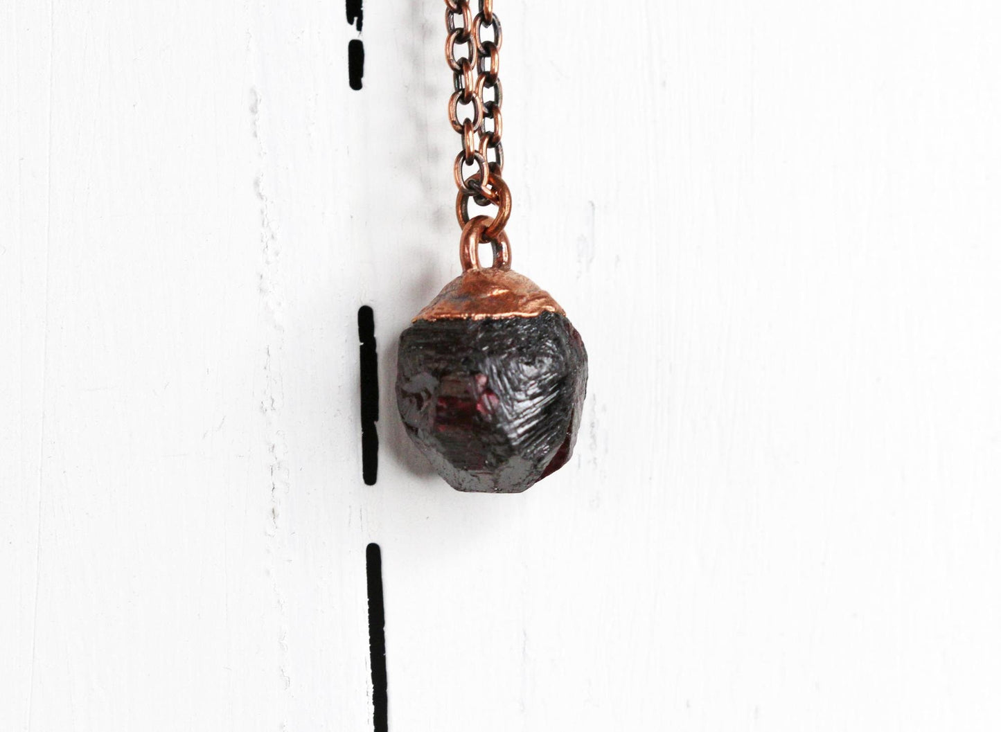 Garnet Necklace - Raw Garnet Pendant - Large Gemstone - January Birthstone - Raw Crystal Necklace