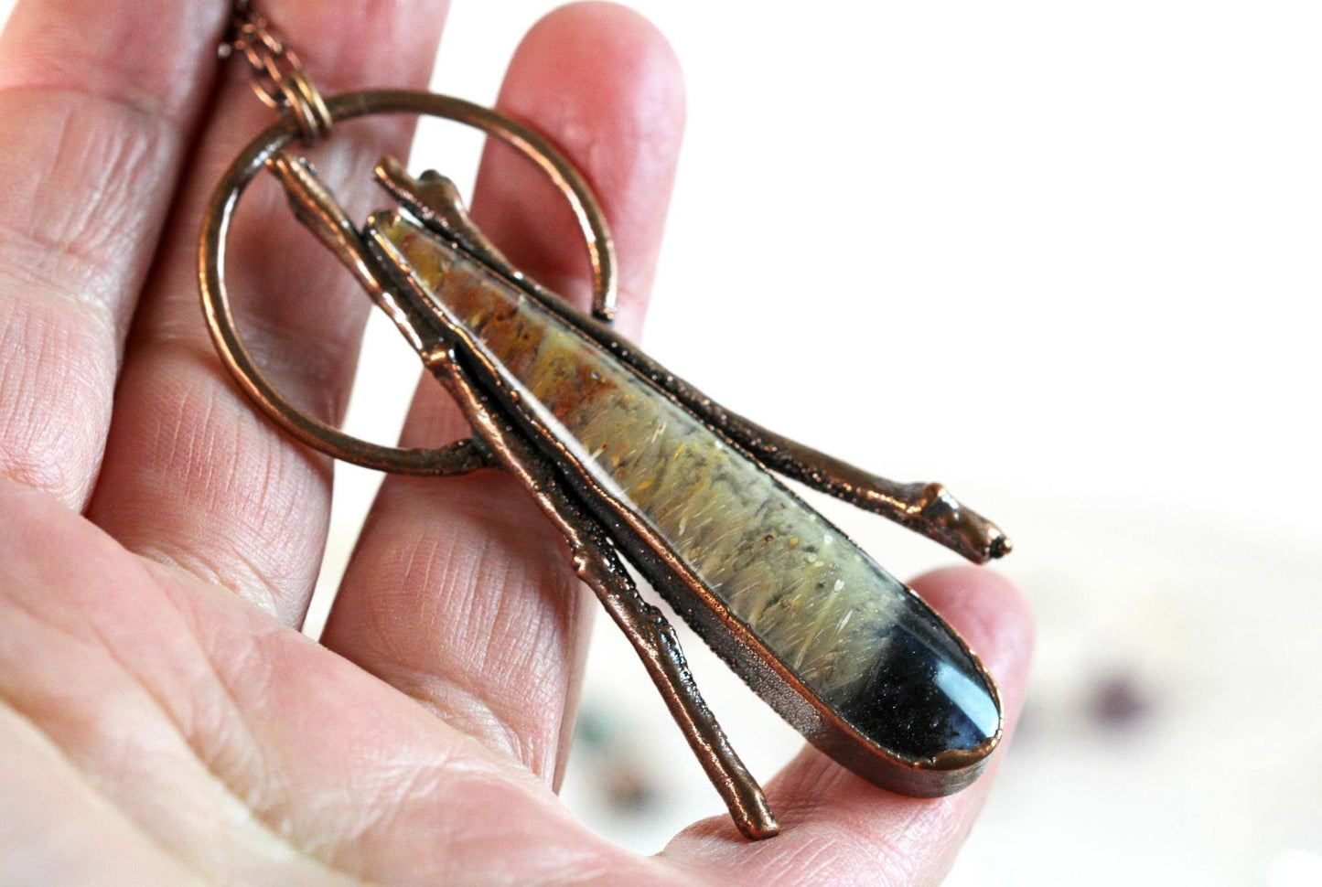 Palm Root Necklace - Large Stone Necklace - Petrified Wood Necklace - Fossilized Wood