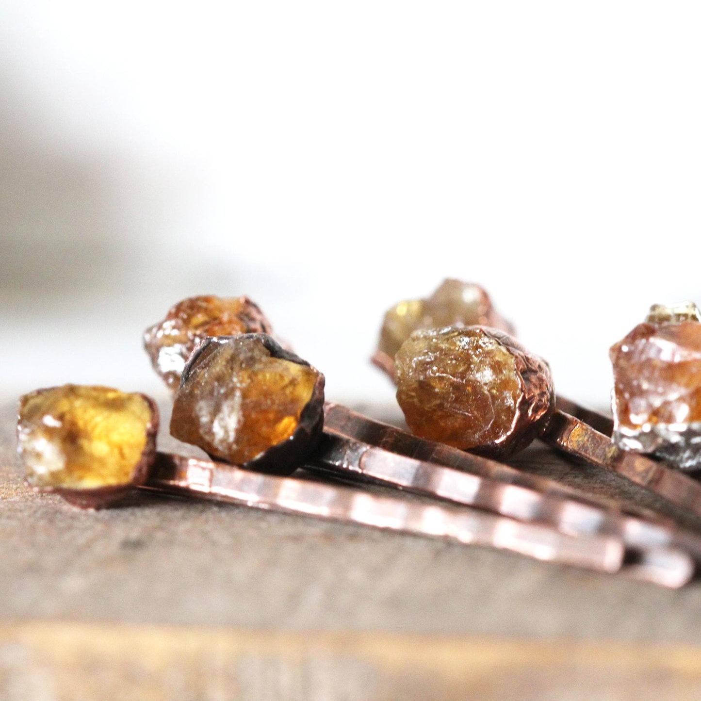 Raw Citrine Bobby Pin - Crystal Hair Jewelry - November Birthstone