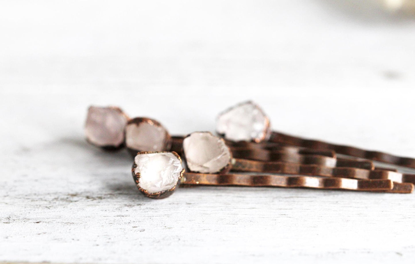 Rose Quartz Bobby Pin - Bridal Hair Accessory - Stone Hair Pin
