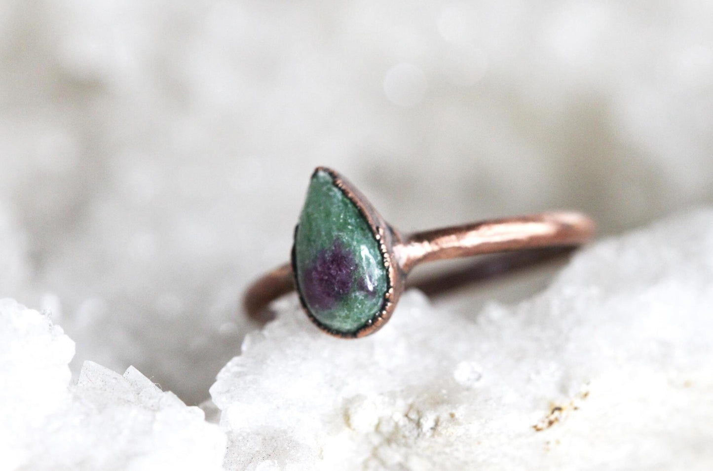 Ruby Zoisite Ring - Polished Stone Ring - Natural Pink Stone - Pink Crystal Ring