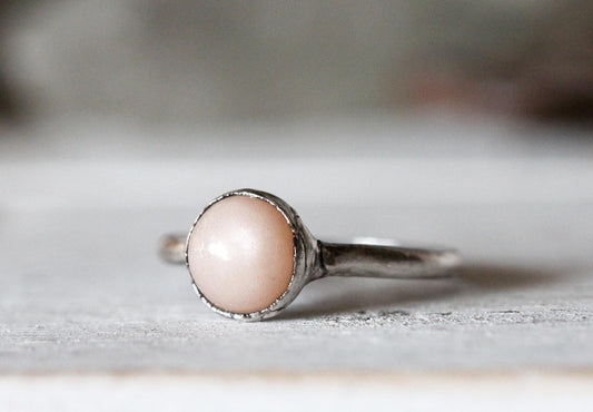 Peach Moonstone Ring - Moonstone Jewelry - June Birthstone