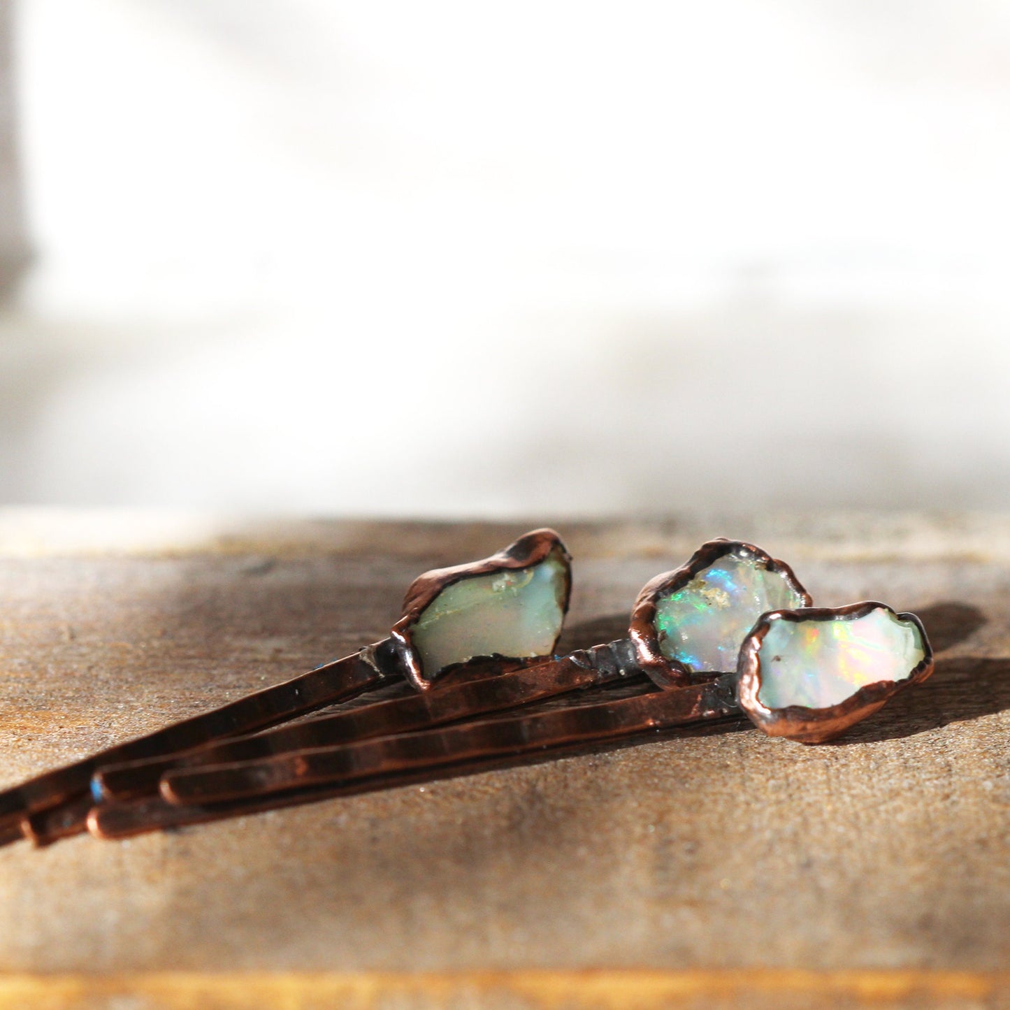 Opal Bobby Pin - Stone Hair Jewelry - Bridal Hair Accessory - October Birthstone