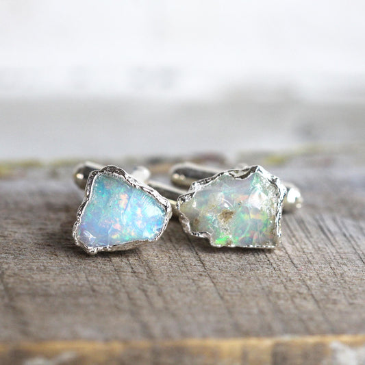 Opal Cuff Links - Groomsmen Gift - Raw Stone Jewelry for Men