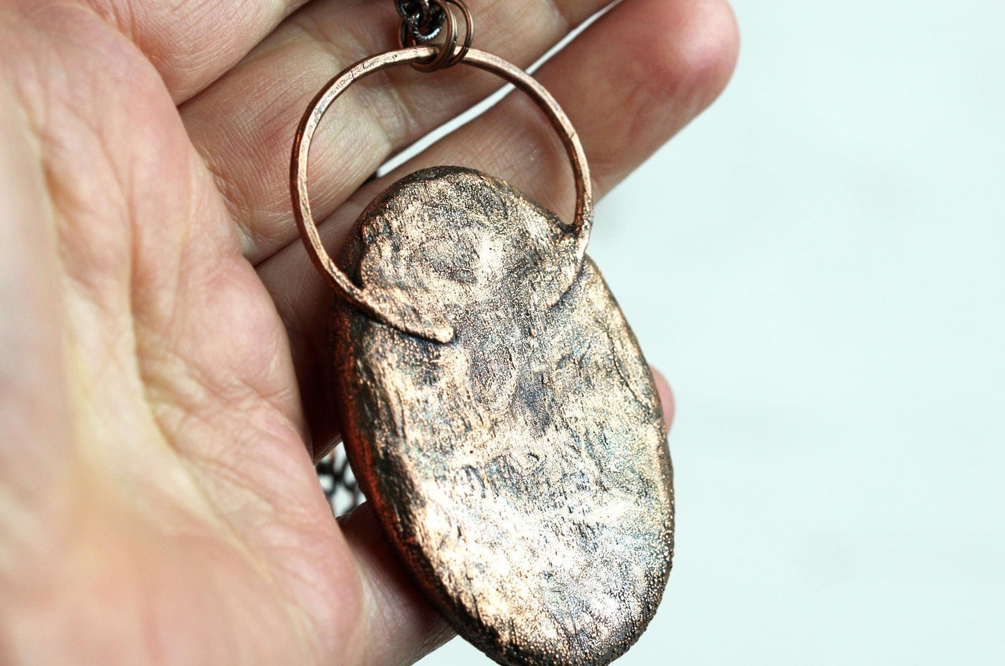 Mookaite Jasper Necklace - Large Stone Pendant - Electroformed Copper Jewelry - Natural Gemstone