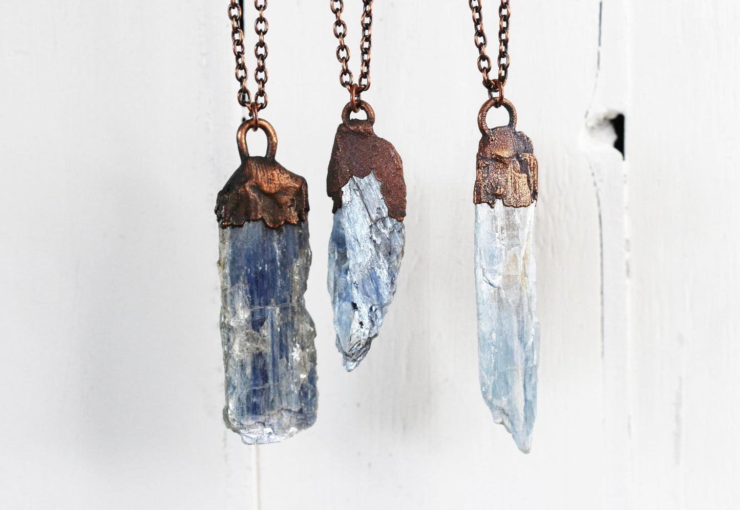 Kyanite Pendant - Electroformed Necklace - Raw Blue Crystal - Blue Kyanite Jewelry - Kyanite Shard