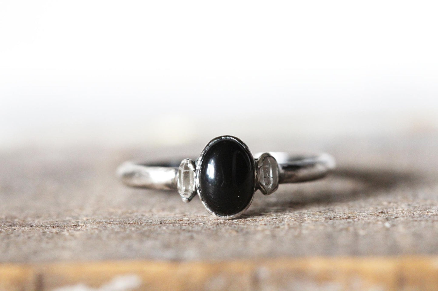 Black Obsidian Ring - Electroformed - Stacking Jewelry