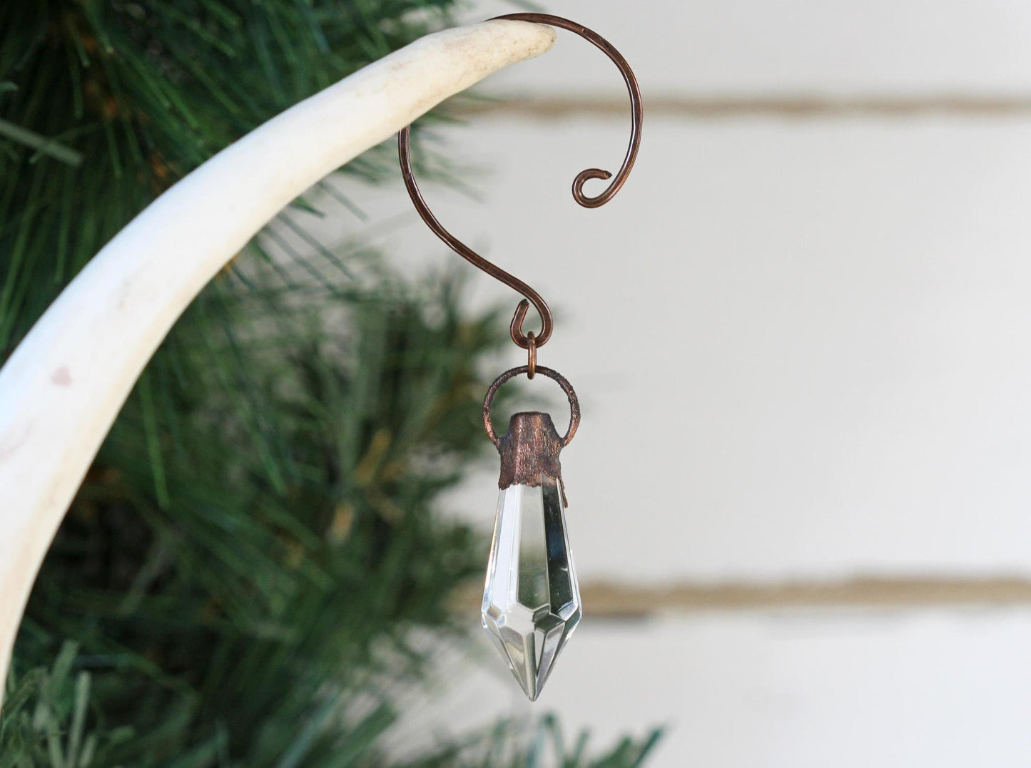 Glass Christmas Ornament - Holiday Decor - Chandelier Ornament - Copper Tree Ornament