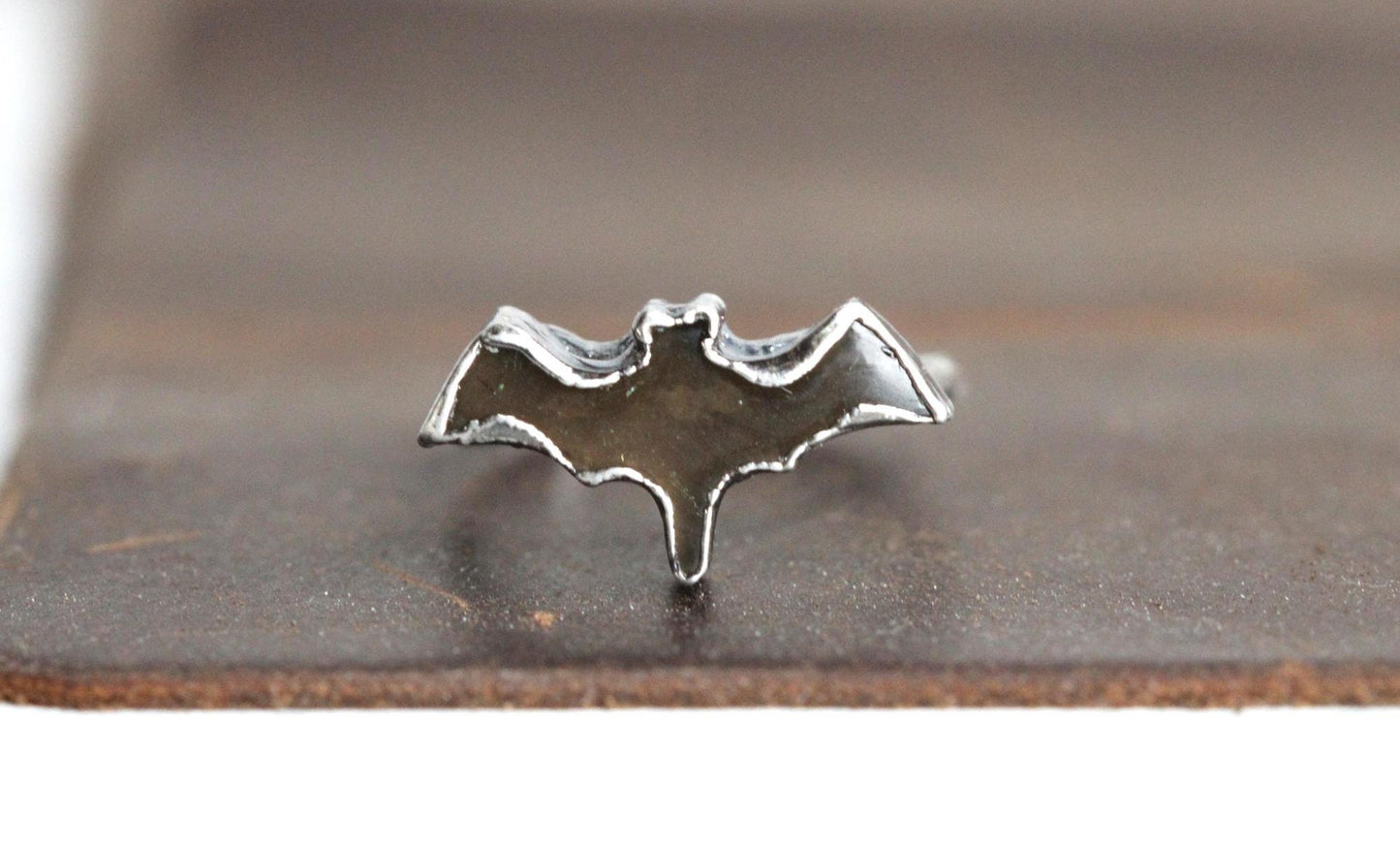 Smoky Quartz Bat Ring - Goth Jewelry - Electroformed Copper