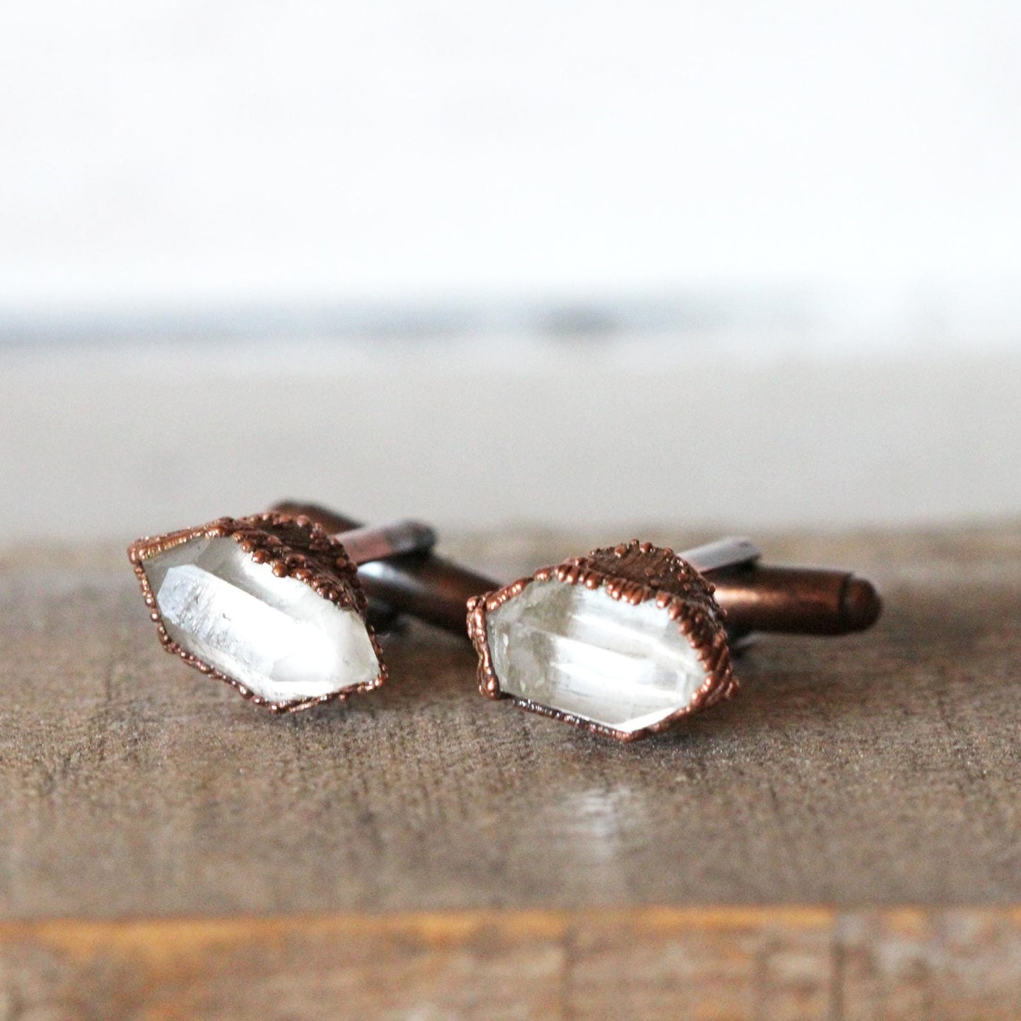 Crystal Cuff Links - Groomsmen Gift - Quartz Crystal Cufflinks