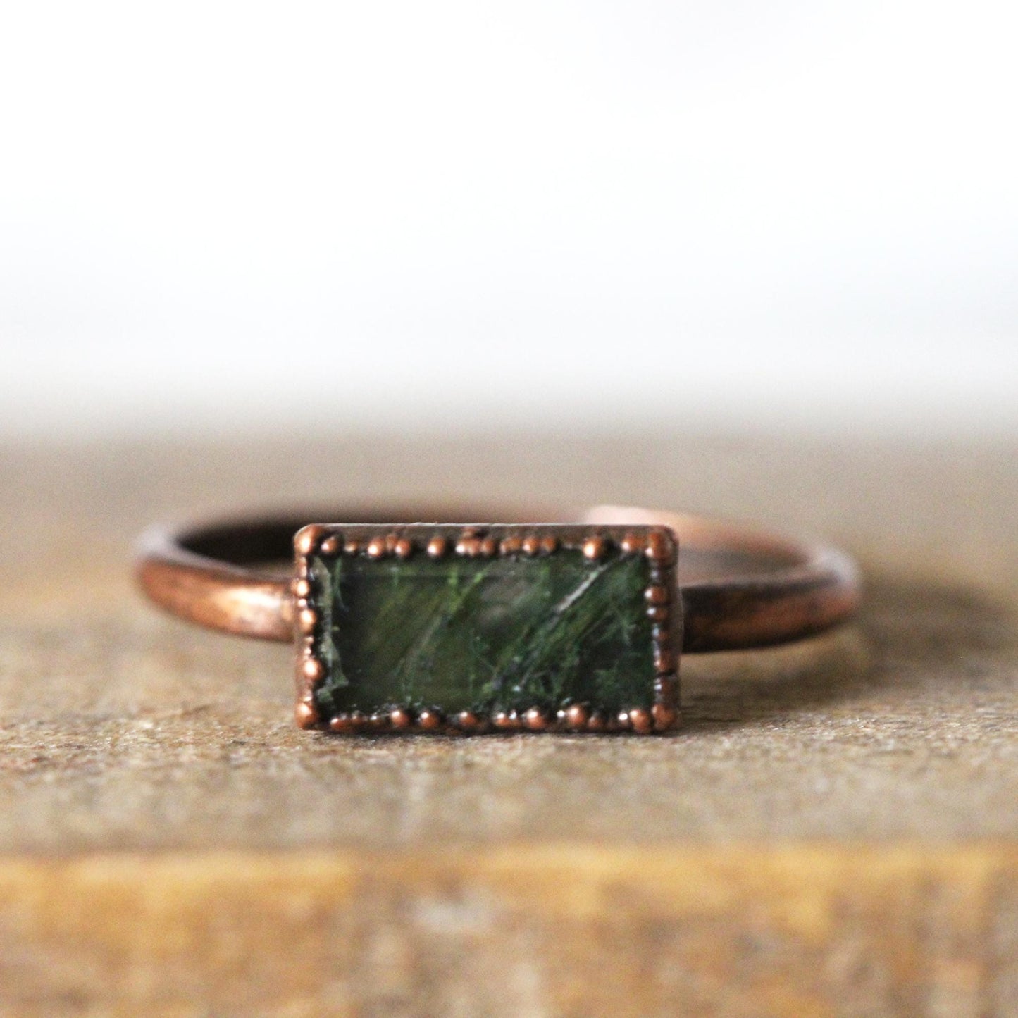 Moss Agate Ring - Your Choice of Metal - Electroformed Jewelry