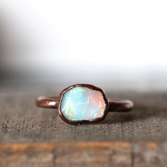 Ethiopian Opal Ring - October Birthstone - Natural Opal Jewelry