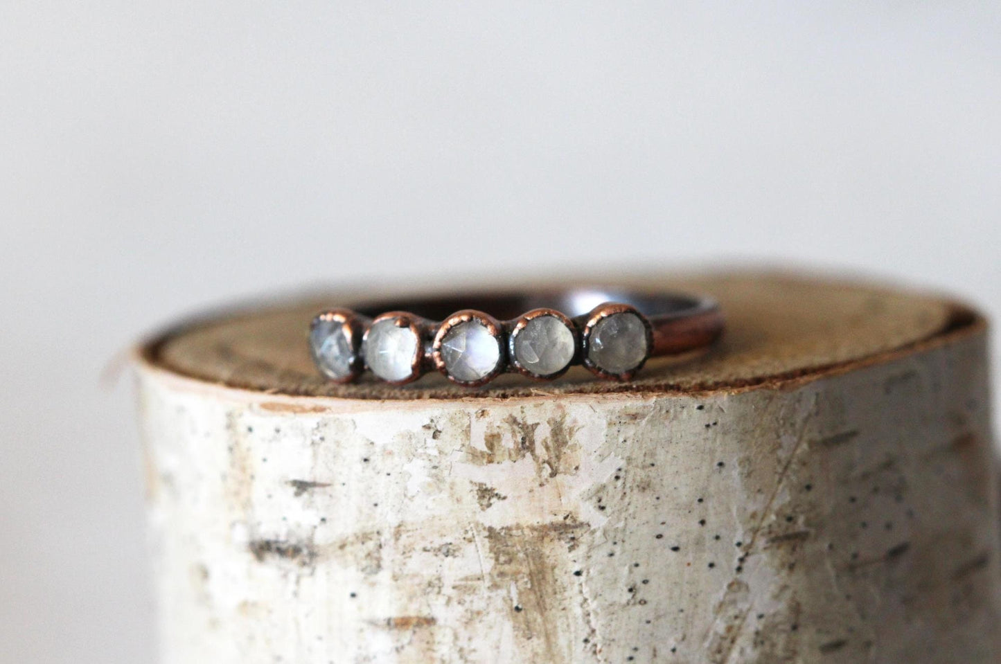 Moonstone Ring - June Birthstone Jewelry - Rainbow Moonstone