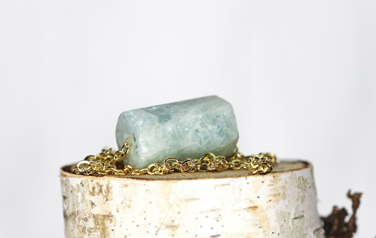 Aquamarine Necklace - Beaded Gemstone - Sterling Silver Jewelry - Minimalist Jewelry - Crystal Necklace