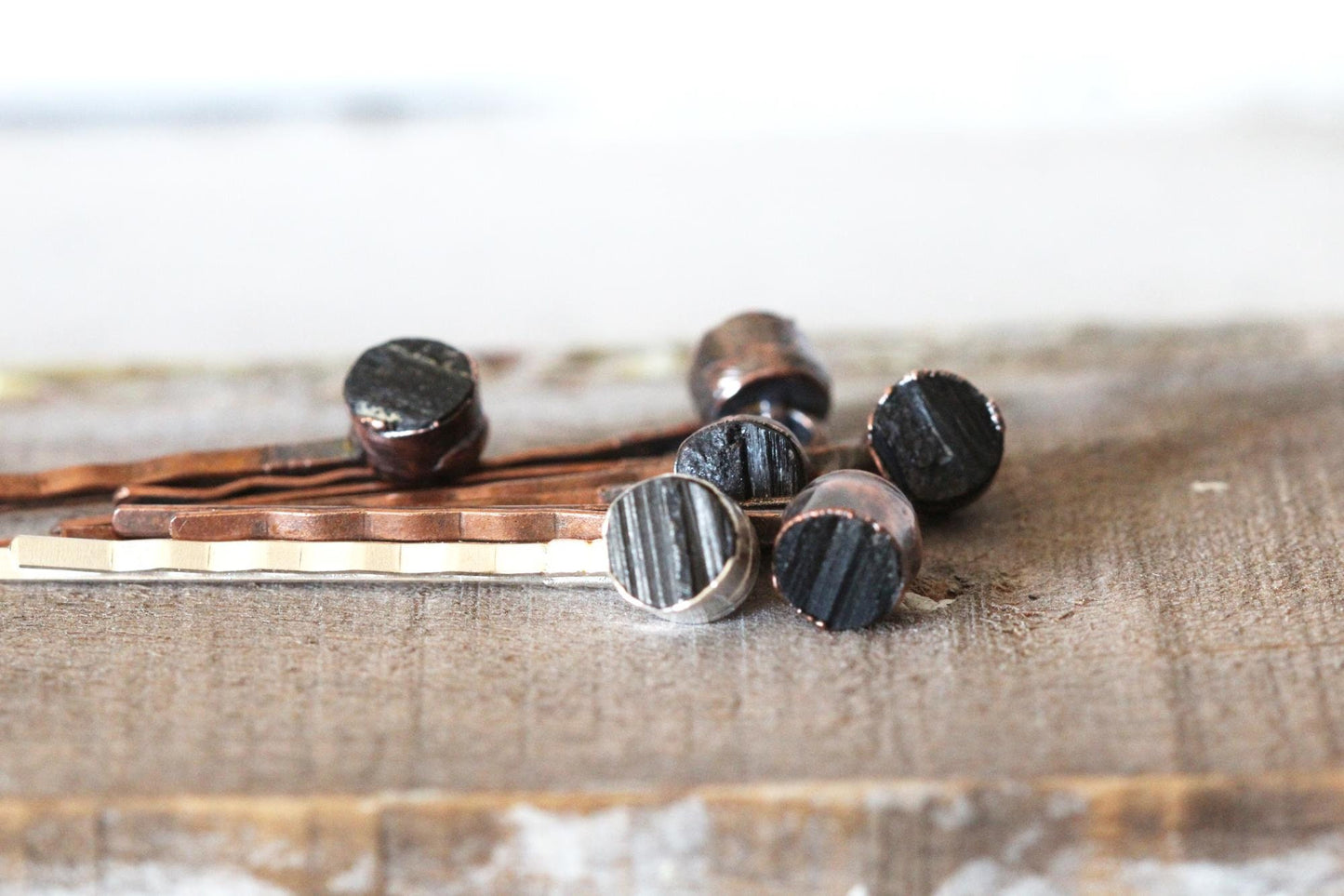 Black Tourmaline Bobby Pin - Bridal Hair Accessory - Stone Hair Pin