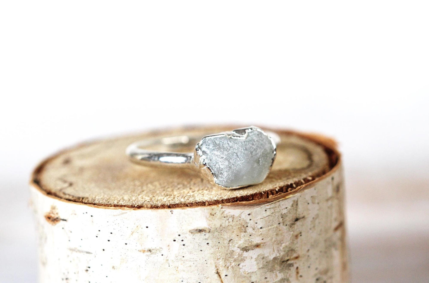 Celestite Ring - Raw Stone Stacker - Natural Stone Jewelry