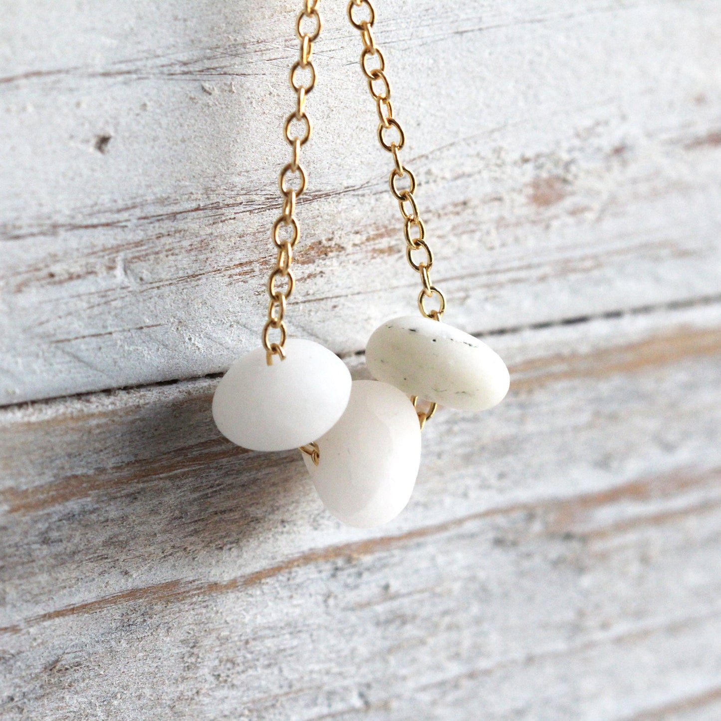 Beach Pebble Necklace - White Stone Pendant - Vancouver Island - Natural Stone