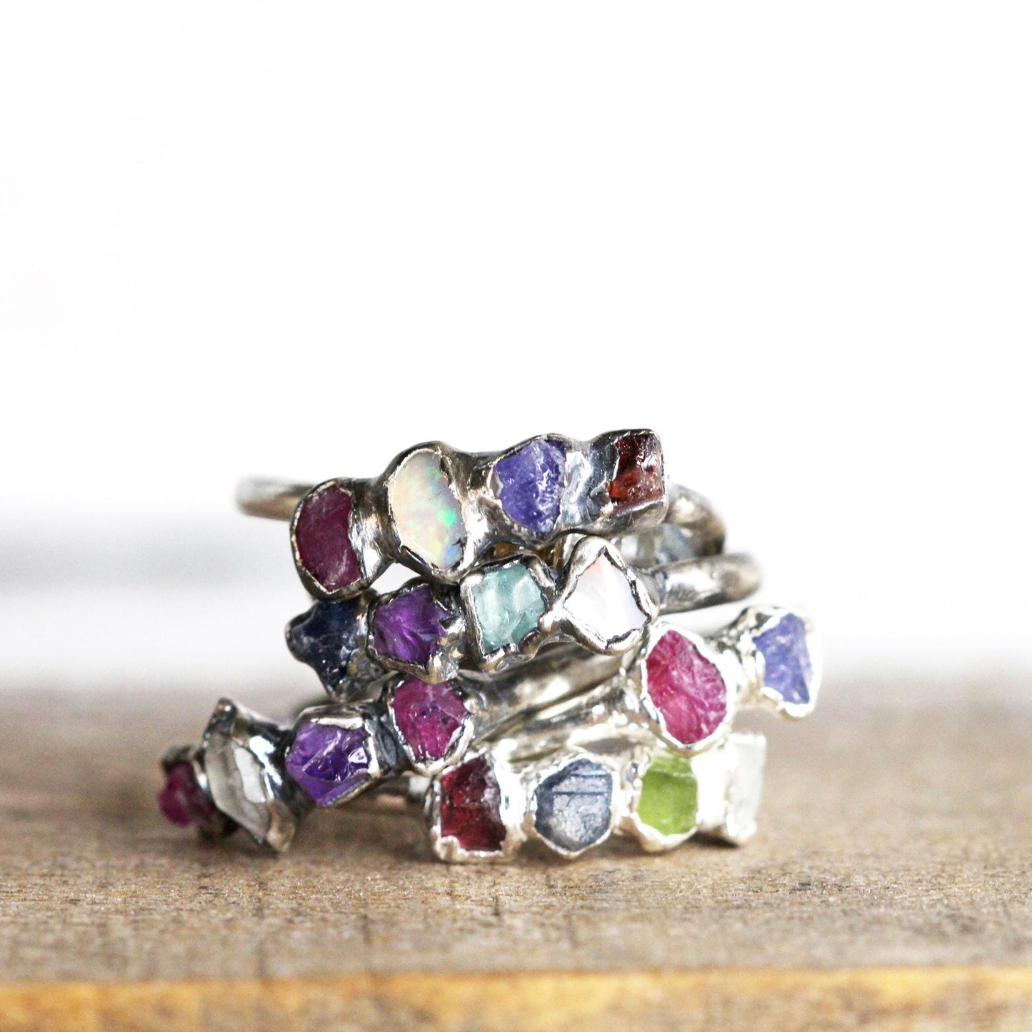 Raw Birthstone Ring - Personalized Gift for Mom - Push Present - Multi Stone Crystal Ring - Mother's Day Ring