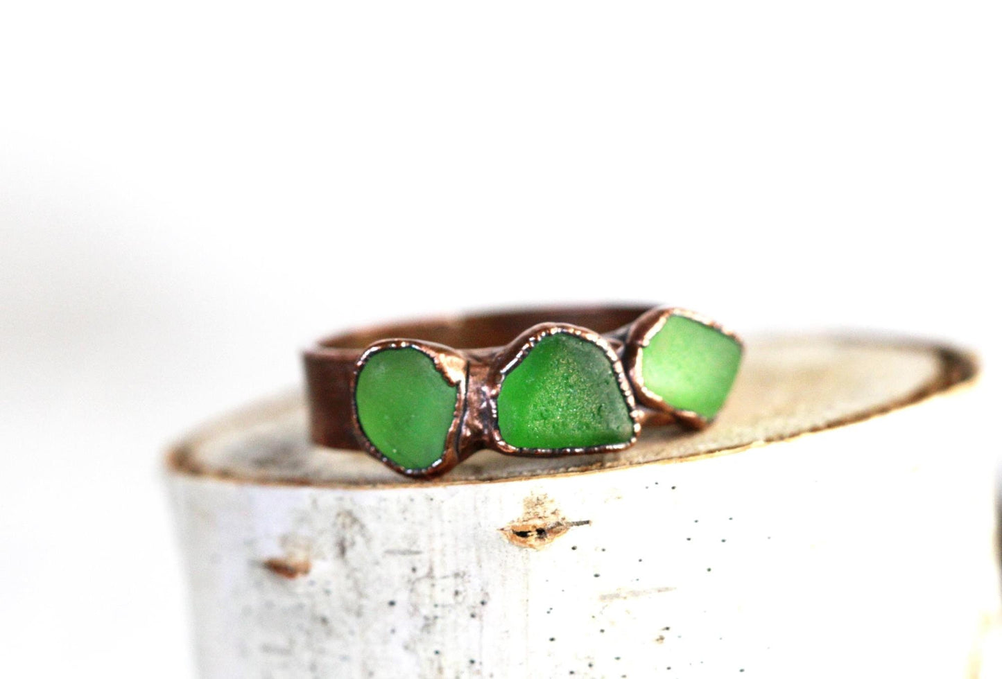 Sea Glass Ring - Beach Glass Jewelry - Emerald Green