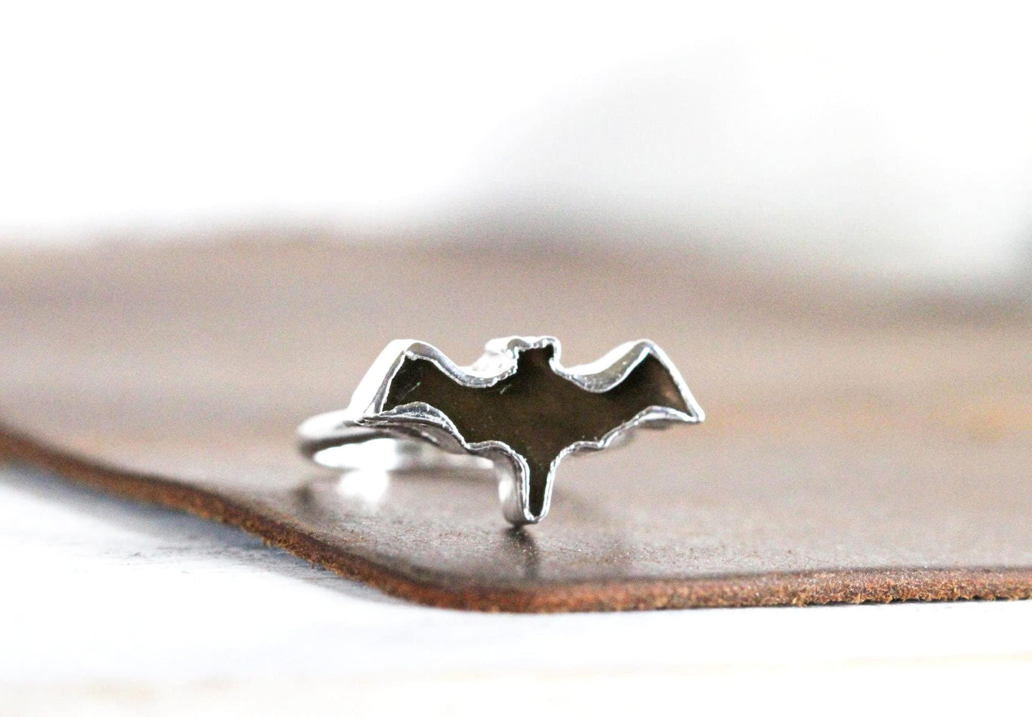 Smoky Quartz Bat Ring - Goth Jewelry - Electroformed Copper
