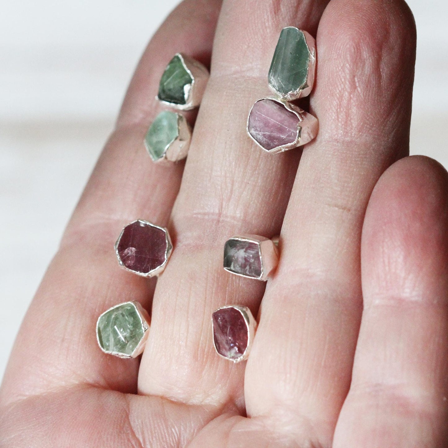 Tourmaline Earrings - Mismatched Stone Studs - Stone Post Earrings