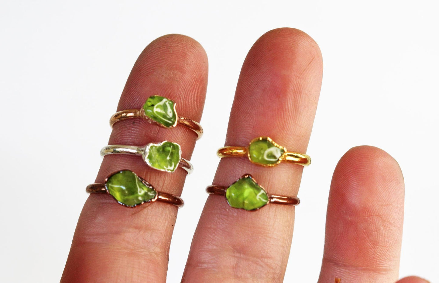 Peridot Ring - Polished Stone Solitaire - August Birthstone