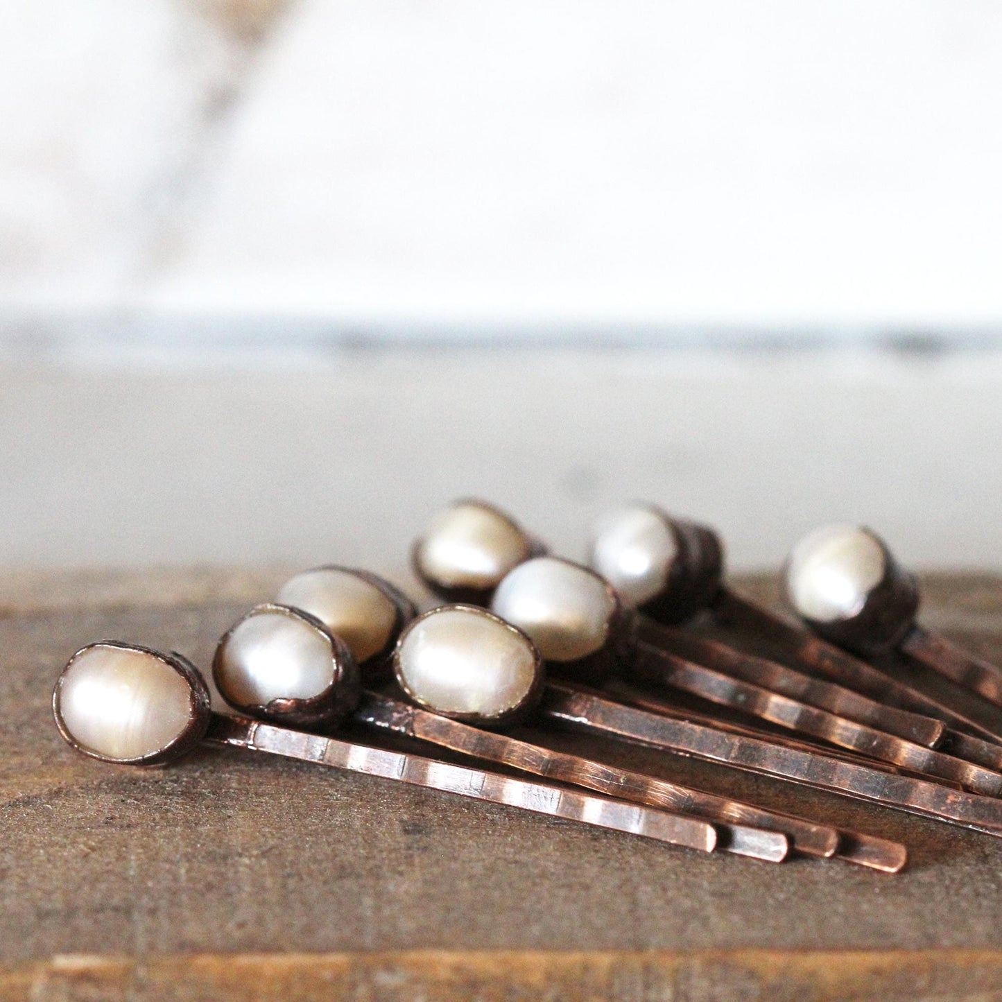 Pearl Bobby Pin - June Hair Pin - Pearl Hair Jewelry - Bridal Hair Accessory - Copper Hair Pin