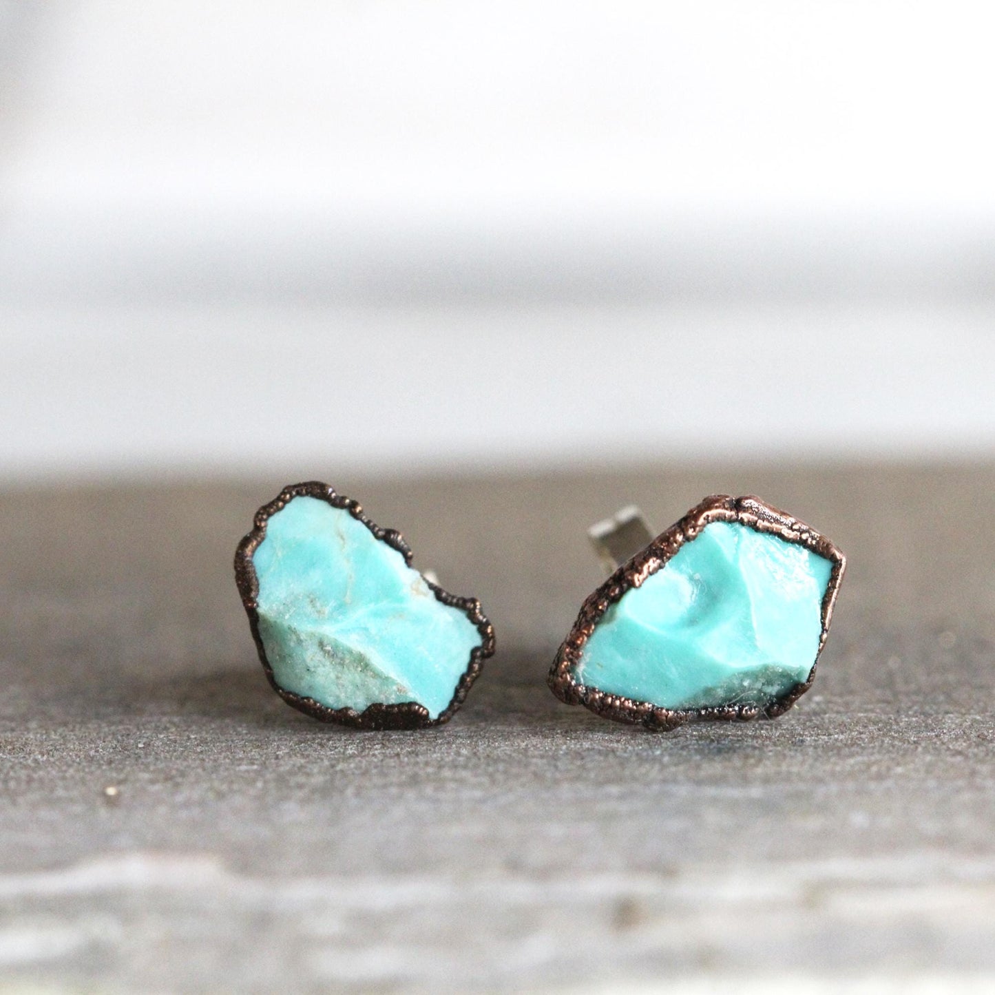 Turquoise Earrings - Raw Kingman Turquoise  Posts - December Birthstone