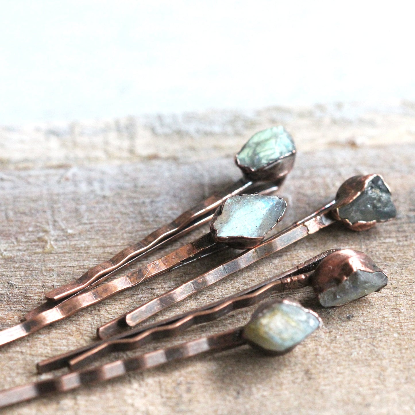 Labradorite Bobby Pin - Raw Stone Hair Pin - Wedding Hair Pin