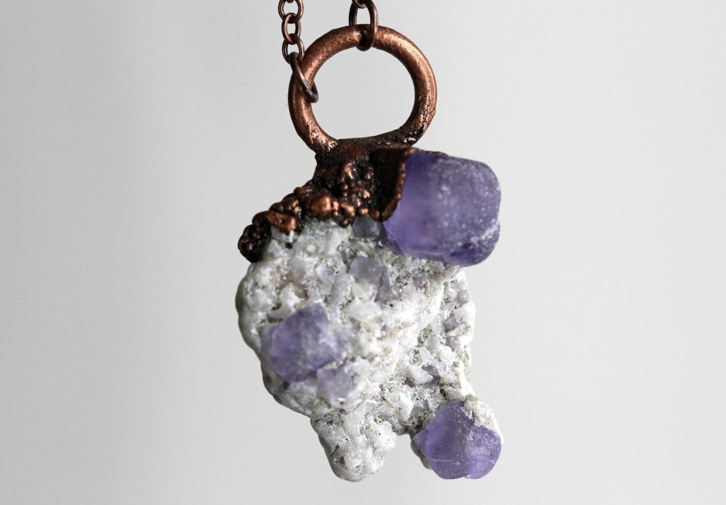 Purple Fluorite Pendant - Fluorite Cube Necklace - Gift for Rock Hound