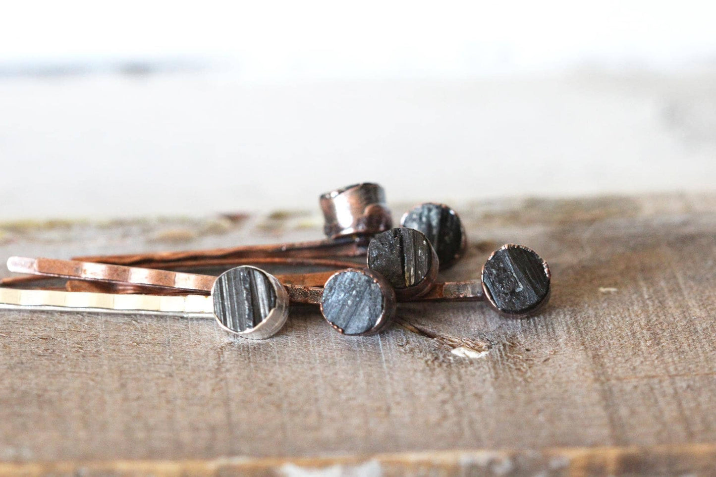 Black Tourmaline Bobby Pin - Bridal Hair Accessory - Stone Hair Pin