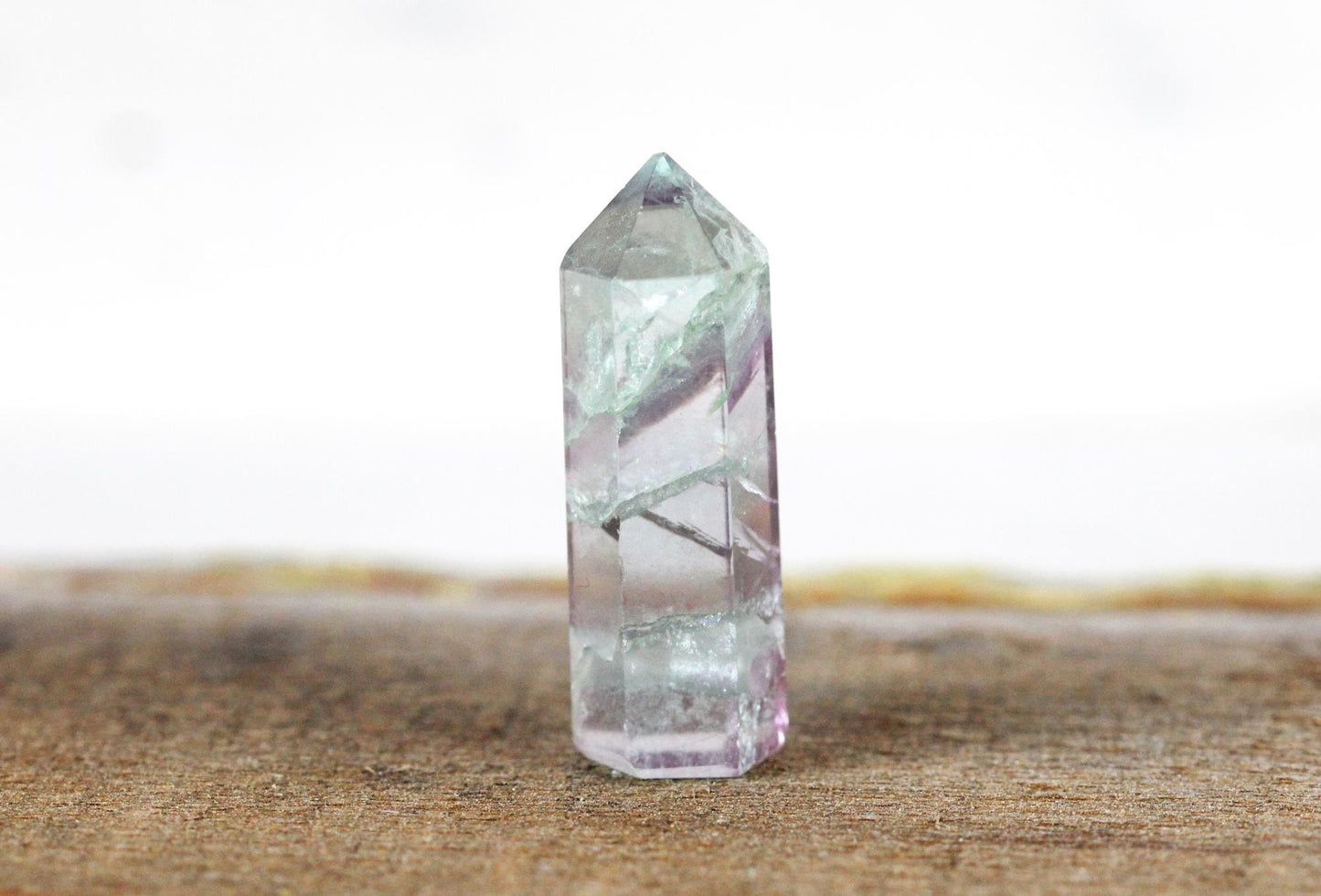 Rainbow Fluorite Necklace - Fluorite Point Pendant - Silver Layering Necklace