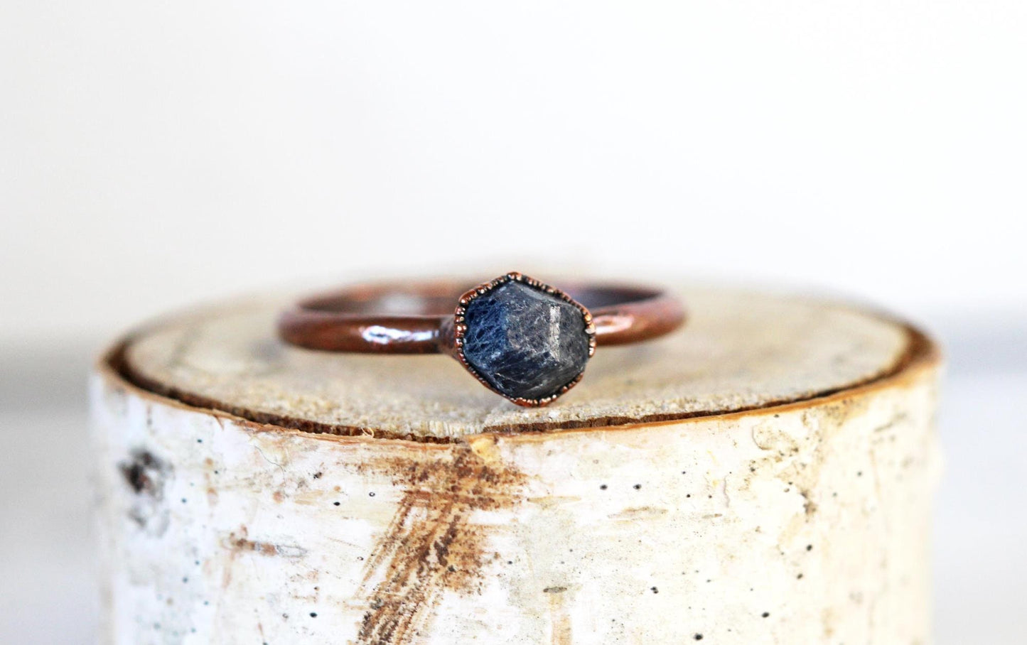 Raw Sapphire Ring - Natural Stone - September Birthstone Jewelry