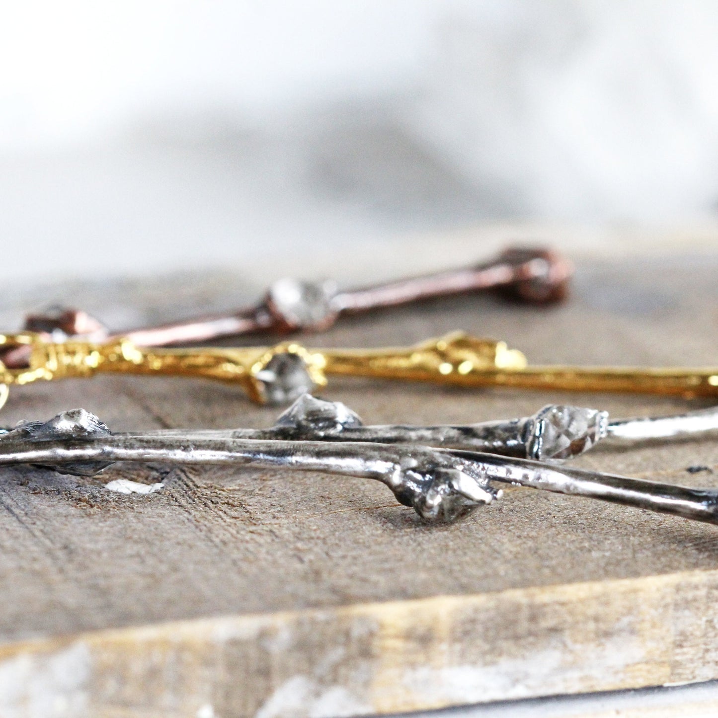 Mini Wand Necklace - Real Branch Necklace - Herkimer Diamond Pendant - Crystal Wand Pendant - Fairy Jewelry - Hedgewitch