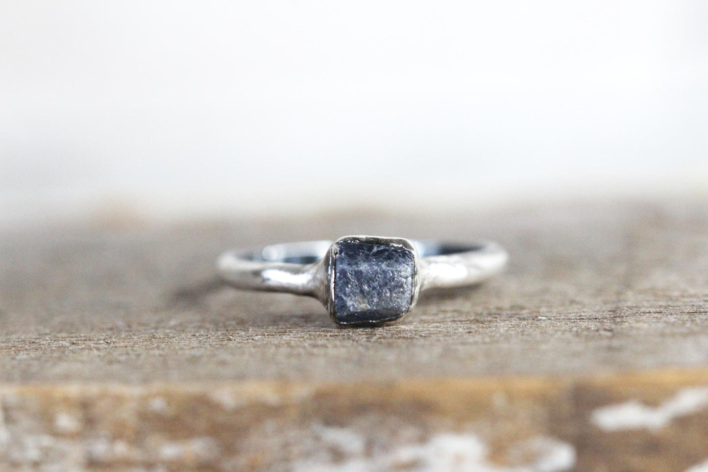 Raw Sapphire Ring - Natural Stone - September Birthstone Jewelry